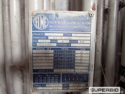 TRANSFORMADOR TRIFÁSICO Á ÓLEO ELME POT. 225 KVA, ANO: 1973, SÉRIE: 73322. (Ref.: WMAW_UM02)