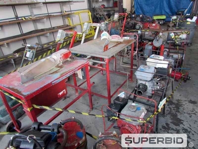 SERRA DE BANCADA, BOMBA CENTRIFUGA, CURVADOURA DE TUBOS E MOTOR DE ACIONAMENTO Á GASOLINA, (10 PÇ.) (Ref.: JCT)