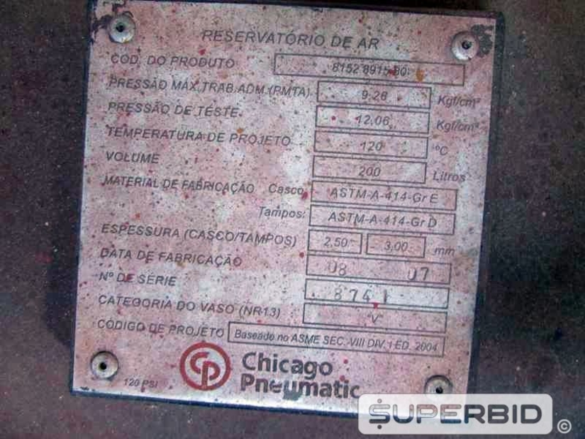 02 COMPRESSORES ELÉTRICO CHICAGO PNEUMATIC 10 PCM, ANO: 2007, SÉRIE: 8741 E 8756. (Ref.: JCP)