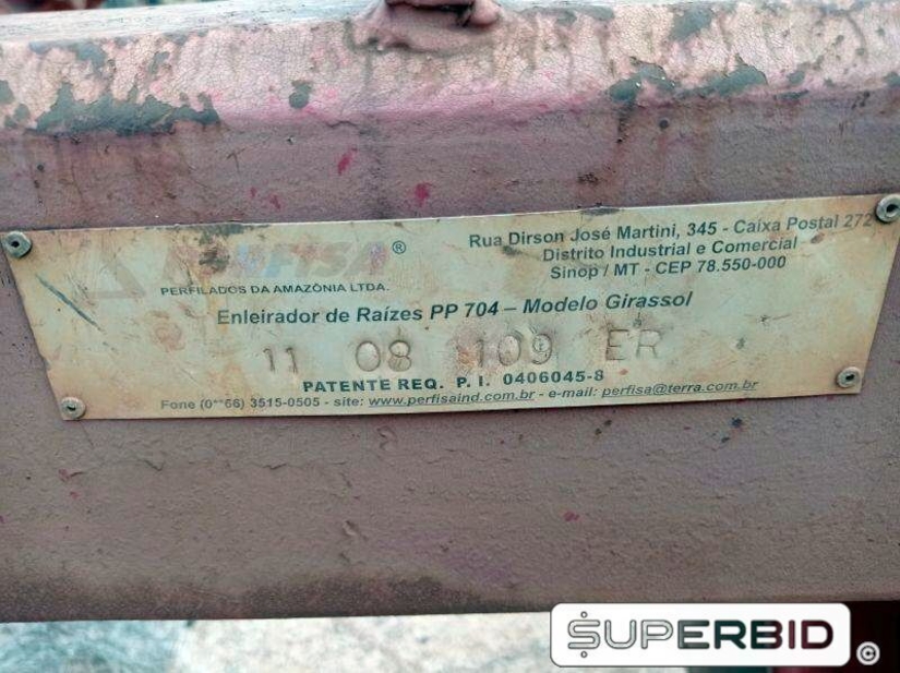 ENLEIRADOR DE RAIZES GIRASSOL PERFISA PP 704, ANO: 2008, SÉRIE: 109.ER (Ref.: 343)