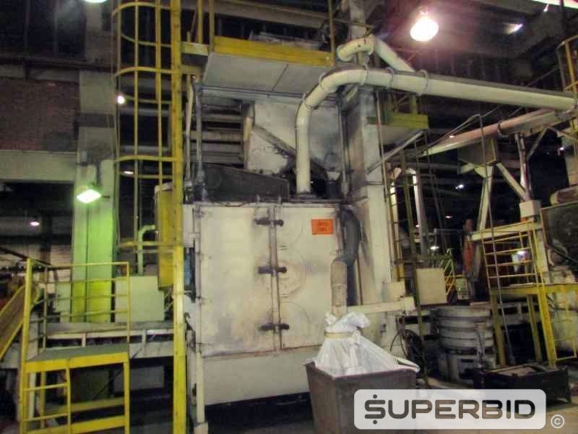 LINHA DE PRODUÇÃO JATEAMENTO COM 3 JATOS GRANALHA, ESTEIRA E CARRO CARREGADOR (Ref.: Linha Produção)