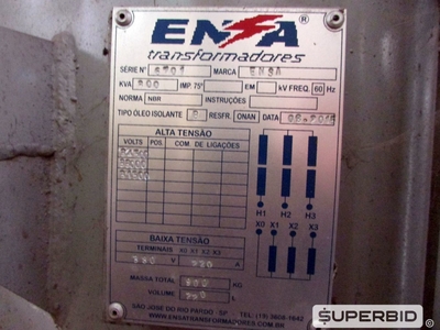TRANSFORMADOR TRIFÁSICO Á ÓLEO ENSA POT. 300 KVA, ANO: 2015, SÉRIE: 6701. (Ref.: WMAL_UM02)