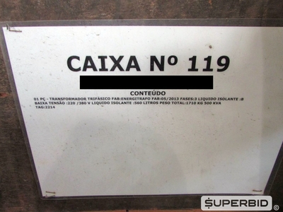 TRANSFORMADOR TRIFÁSICO Á ÓLEO ENERGITRAFO POT. 500 KVA, ANO: 2013, SÉRIE: 2214. (Ref.: WMBF_UM02)