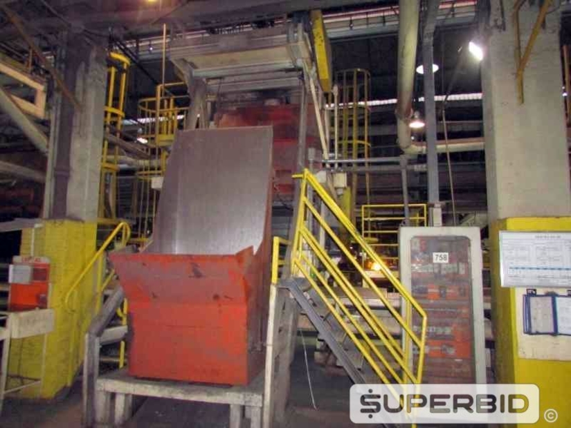 LINHA DE PRODUÇÃO JATEAMENTO COM 3 JATOS GRANALHA, ESTEIRA E CARRO CARREGADOR (Ref.: Linha Produção)