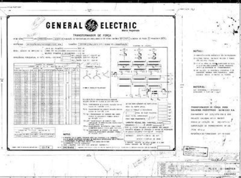 TRANSFORMADOR DE FORÇA GENERAL ELECTRIC CTREYYDA, POT. 112000 KVA, COM MATERIAIS OBSOLETOS DIVERSOS (Ref.: Lote 01)