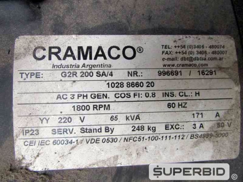 GRUPO GERADOR Á DIESEL ATLAS COPCO QAX45 50 KVA. (Ref.: JDS)