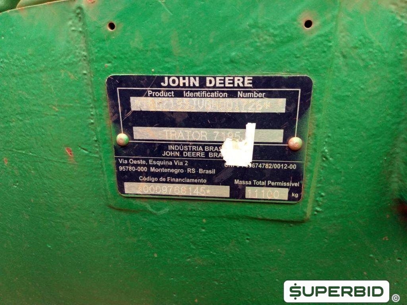 TRATOR DE PNEUS JOHN DEERE 7195J 4X4, ANO: 2016, SÉRIE: 1BM7195JVGH001726 (Ref: 2122)