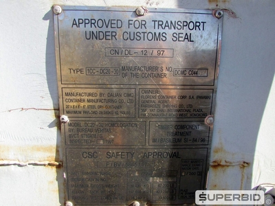 01 CONTAINER MARÍTIMO 20 PÉS, ANO: 1997, SÉRIE: FSCU303724-0. (Ref.: WMFY_UM02)