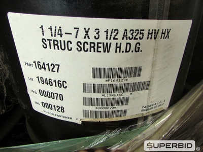 PARAFUSOS COM PORCA 1 1/4 - 7 X 3 1/2 A325 HV HX STRUC SCREW H.D.G. (APROX.: 3.400 PÇS). (Ref.: WMGX_UM02)