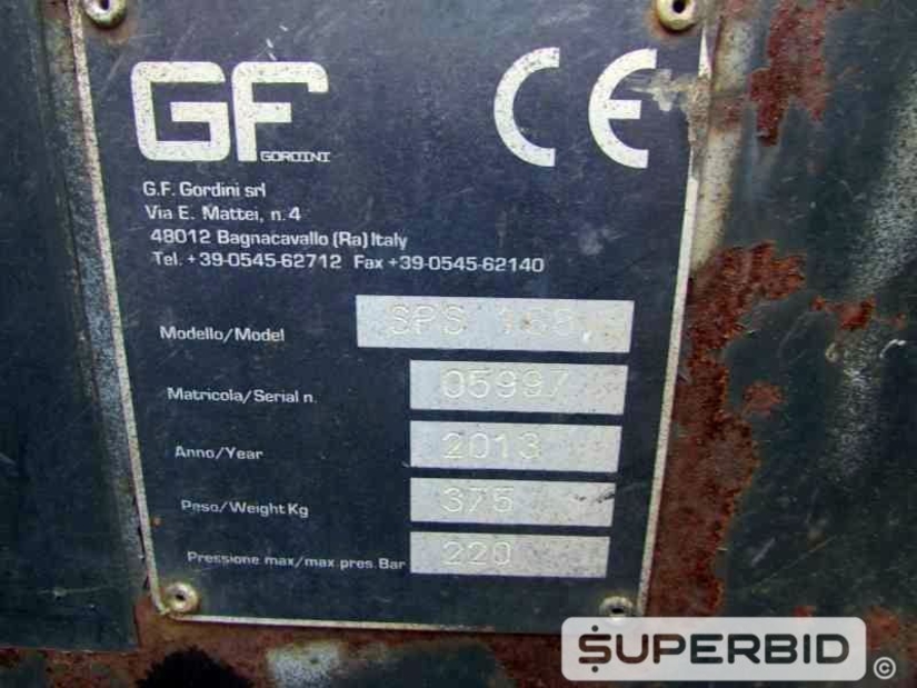 VASSOURA RECOLHEDORA PARA CARREGADEIRA GF GORDINI SPS 168, ANO: 2013, SÉRIE: 05997. (Ref.: JBU)