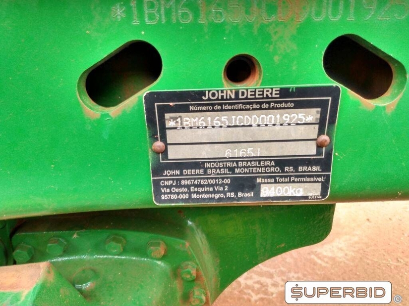 TRATOR DE PNEUS JOHN DEERE 6165J 4X4, ANO: 2013, SÉRIE: 1BM6165JCDD001925 (Ref: 1188)