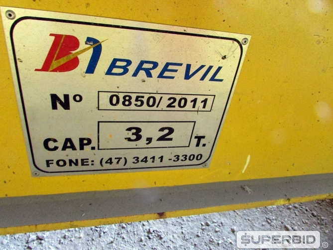 PONTE ROLANTE MONOVIGA BREVIL CAP.: 3,2 TON., ANO: 2011, SÉRIE: 0850 - VÃO: 7,80 METROS. (Ref.: WMCF_UM02)