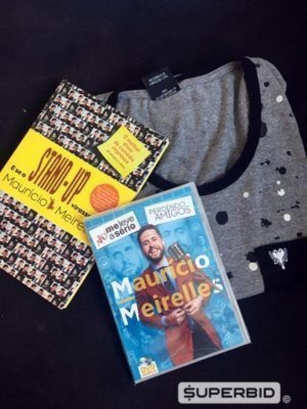 Maurício Meirelles - Kit - Livro escrito por ele que não tem mais pra vender, dvd do show dele e a camiseta que ele usou no vídeo do canal dele de stand up