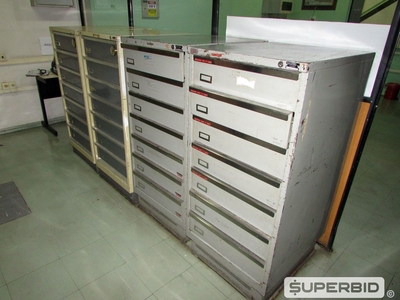 04 MAPOTECAS EM AÇO 07 GAVETAS MEDIDAS (1,30X0,72X0,60 METROS). (Ref.: WMFV_UM02)