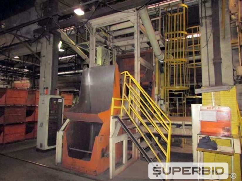 LINHA DE PRODUÇÃO JATEAMENTO COM 3 JATOS GRANALHA, ESTEIRA E CARRO CARREGADOR (Ref.: Linha Produção)