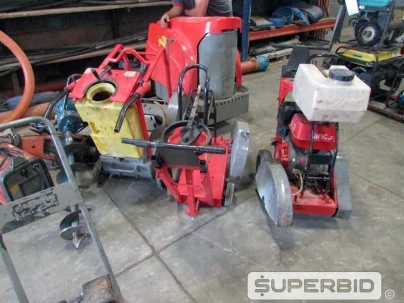 CORTADORA DE PISO, SUCATA DE CORTADORAS DE PISO, TRADO PERFURADOR, GUINCHO DE COLUNA, INVERSORA DE SOLDA, (07 PÇS.) (Ref.: JAN)