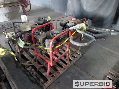 ALISADORA DE CONCRETO WACKER NEUSON CT36, MOTOR VIBRADOR Á GASOLINA WEBER E BOMBA CENTRIFUGA HONDA WB30X 3 POL., (05 PÇ.) (Ref.: JCG)