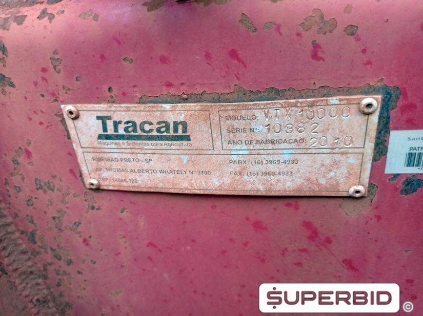 REBOQUE TRANSBORDO DE CANA PICADA TRACAN VTX 10.000, ANO: 2010, SÉRIE: 10382 (Ref.: 663)