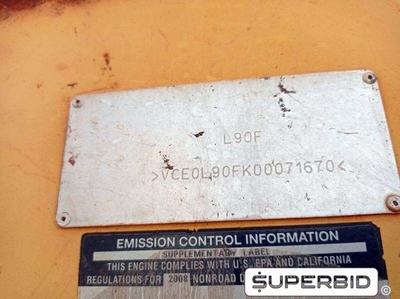 PÁ CARREGADEIRA VOLVO L90F, ANO: 2008, SÉRIE: VCEOL90FK00071670 (Ref: 390)