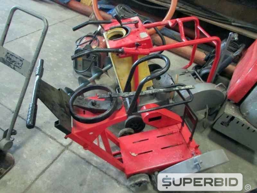 CORTADORA DE PISO, SUCATA DE CORTADORAS DE PISO, TRADO PERFURADOR, GUINCHO DE COLUNA, INVERSORA DE SOLDA, (07 PÇS.) (Ref.: JAN)