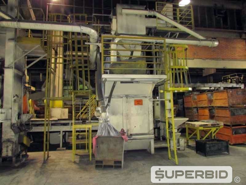 LINHA DE PRODUÇÃO JATEAMENTO COM 3 JATOS GRANALHA, ESTEIRA E CARRO CARREGADOR (Ref.: Linha Produção)