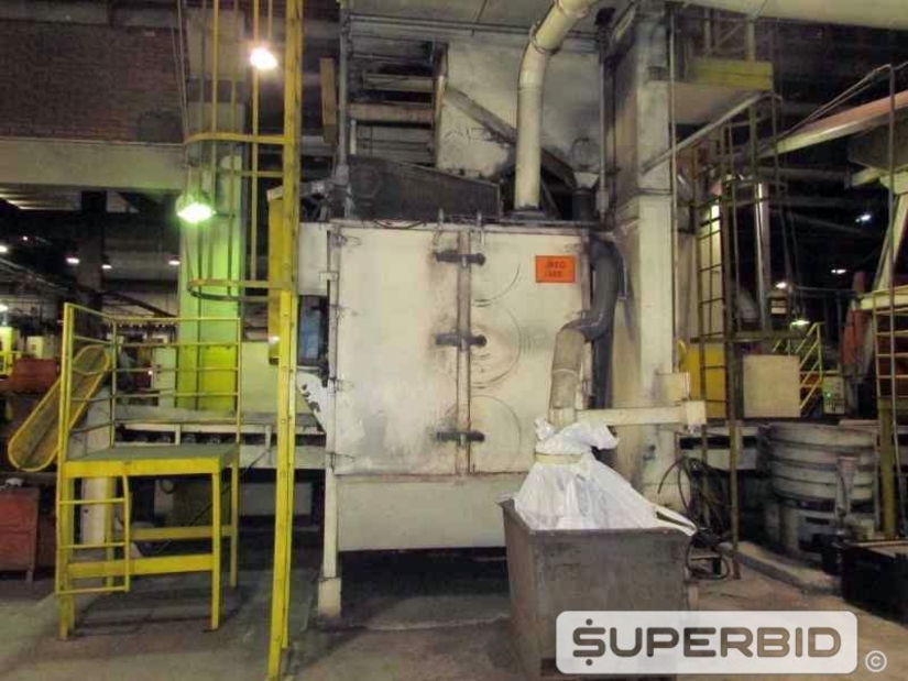 LINHA DE PRODUÇÃO JATEAMENTO COM 3 JATOS GRANALHA, ESTEIRA E CARRO CARREGADOR (Ref.: Linha Produção)