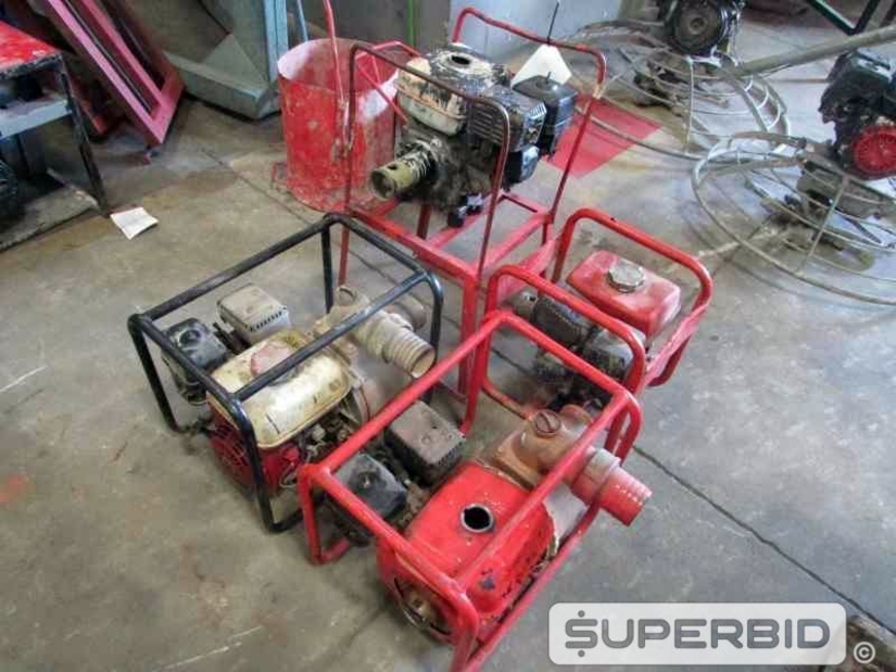 MOTOR ACIONAMENTO Á GASOLINA 5CV, BOMBA CENTRIFUGA Á GASOLINA HONDA 3 POL., BOMBA SUBMERSIVEL DE MANGOTE E OUTROS, (12 PÇ.) (Ref.: JAS)