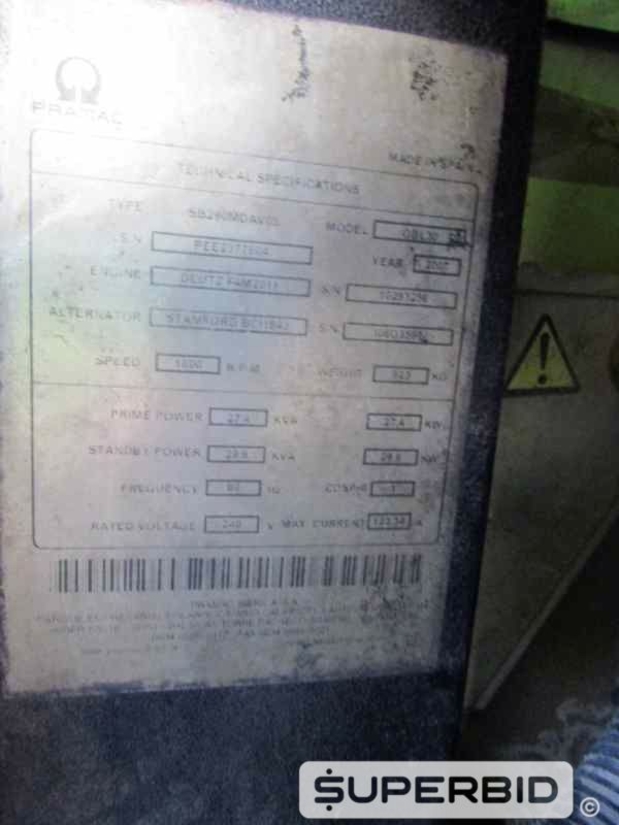 GRUPO GERADOR Á DIESEL PRAMAC GBL 30 25 - 40 KVA, ANO: 2007. (Ref.: JBB)