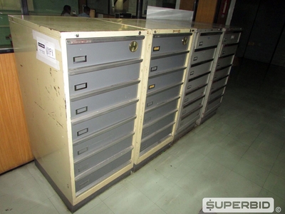 04 MAPOTECAS EM AÇO 07 GAVETAS MEDIDAS (1,30X0,72X0,60 METROS). (Ref.: WMFV_UM02)