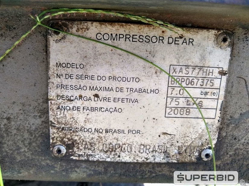 COMPRESSOR ATLAS COPCO XAS 77HH SÉRIE:BRP067375 ANO: 2008. (Ref.: SK)