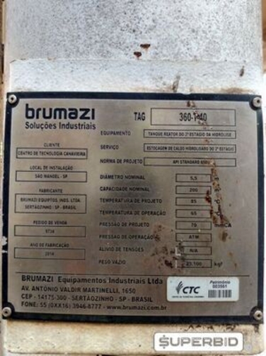 PLANTA DE DEMONSTRAÇÃO PARA PRODUÇÃO DE ETANOL 2G DE CANA-DE-AÇÚCAR BAGAÇO, ANO 2014, CAP. 03 MI DE L/ANO (Ref.: RAA/ RBA/ RCA/ RDA/ REA/ RFA)