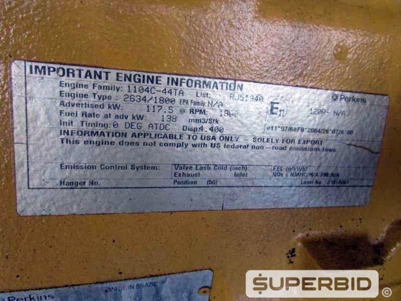 GRUPO GERADOR Á DIESEL OLYMPIAN GEP110-2 125 KVA, ANO: 2010. (Ref.: JBD)