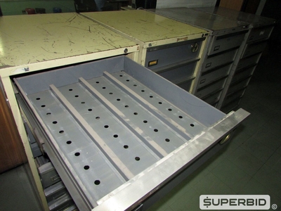 04 MAPOTECAS EM AÇO 07 GAVETAS MEDIDAS (1,30X0,72X0,60 METROS). (Ref.: WMFV_UM02)