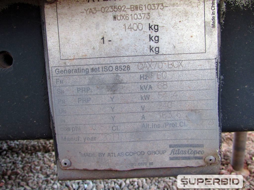 GRUPO GERADOR SILENCIADO DIESEL ATLAS COPCO QAX70 20,5/23 KVA (Ref.: FEW)