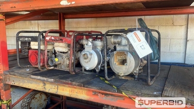 3 MOTORES VIBRADORES 5,5HP 4 TEMPOS A GASOLINA E 2 BOMBAS CENTRÍFUGAS HONDA 2" E 3 " (Ref.: ID)