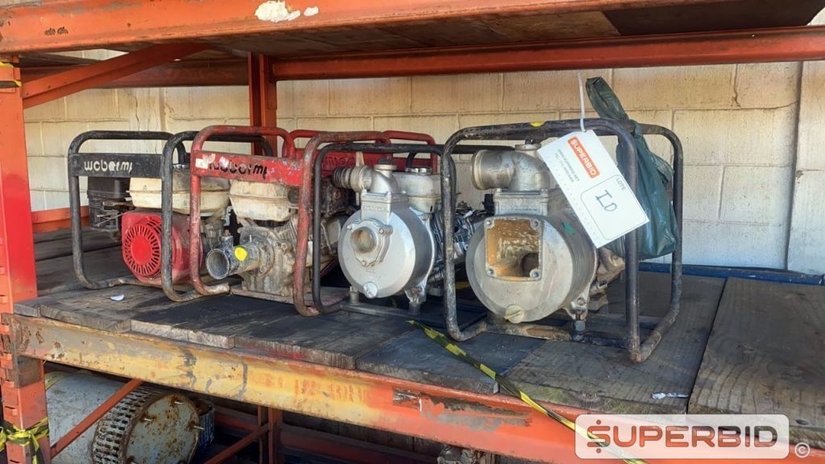 3 MOTORES VIBRADORES 5,5HP 4 TEMPOS A GASOLINA E 2 BOMBAS CENTRÍFUGAS HONDA 2" E 3 " (Ref.: ID)