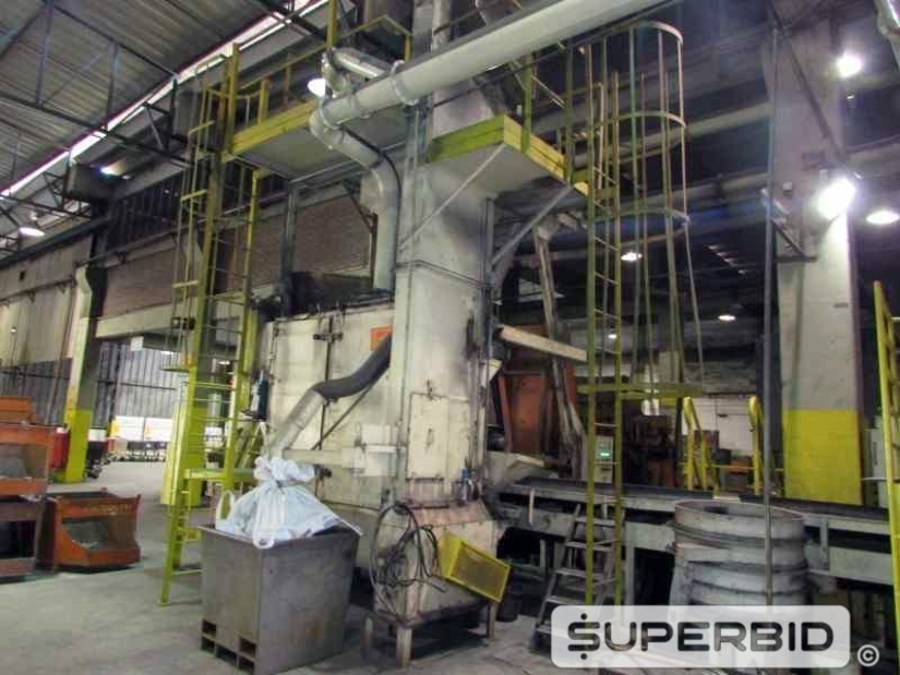 LINHA DE PRODUÇÃO JATEAMENTO COM 3 JATOS GRANALHA, ESTEIRA E CARRO CARREGADOR (Ref.: Linha Produção)