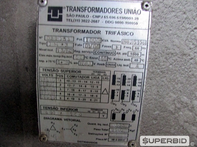 TRANSFORMADOR TRIFÁSICO Á ÓLEO UNIÃO POT. 1.000 KVA, ANO: 2005, SÉRIE: 032456. (Ref.: WMEK_UM02)