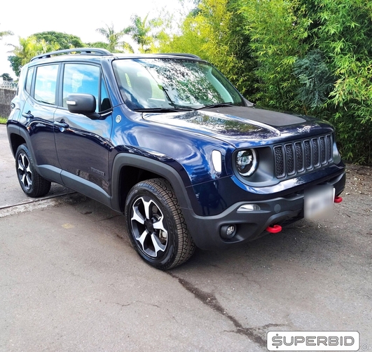 Jeep Renegade Trailhawk 2.0 Turbo 4X4, 2018/2019, Jazz Blue metálica, 580 KM, Diesel, Teto solar elétrico panorâmico, Kit Multimídia "7" completo, Bancos em Couro, IPVA 2021 pago, Veículo com garantia de fábrica, Laudo cautelar aprovado.